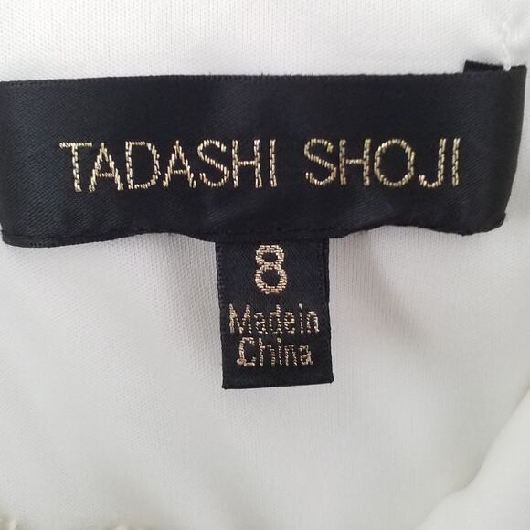 Tadashi Shoji Lace Sheath Cocktail Dress Ivory Gold Size 8 Preowned - Picture 4 of 6